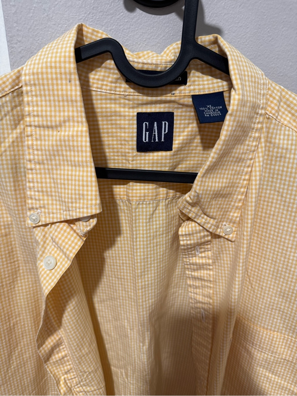 GAP Men’s Yellow Gingham Lightweight Shirt Jacket